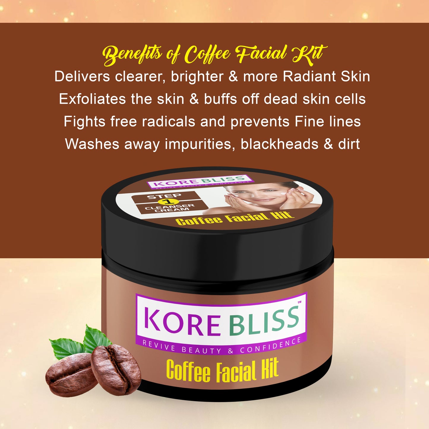 Kore Bliss Coffee Facial Kit - Awaken Your Skin's Radiance - 125g