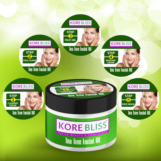 Kore Bliss Tea Tree Facial Kit - Purify, Refresh, Renew - 125g